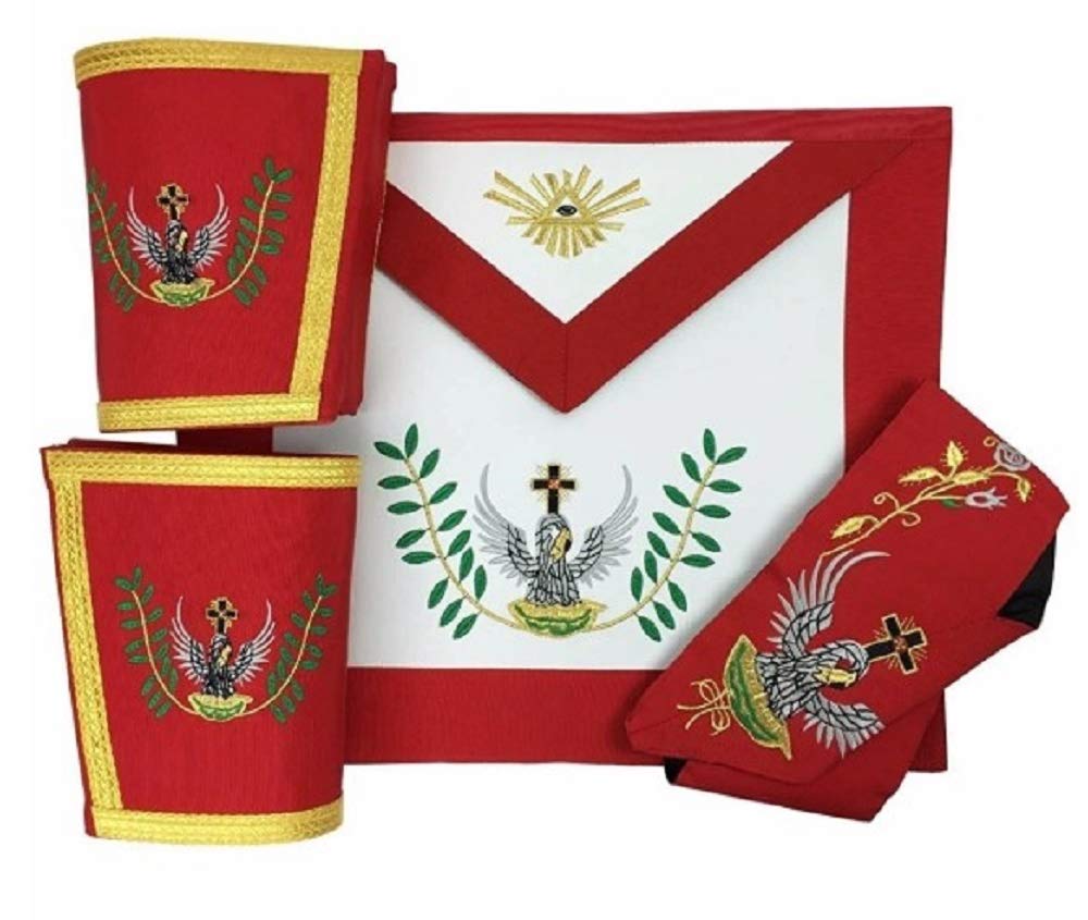 Masonic Rose Croix 18e degré tablier et gants brodés sans plis