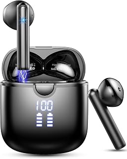 QXQ Bluetooth-Kopfhörer, Bluetooth-Kopfhörer mit HiFi-Stereo, 40 Stunden kabellose Kopfhörer in Ear ENC Geräuschunterdrückung und 4 Mic, IP7 wasserdicht Bluetooth-Kopfhörer, kabellose Kopfhörer USB-C,