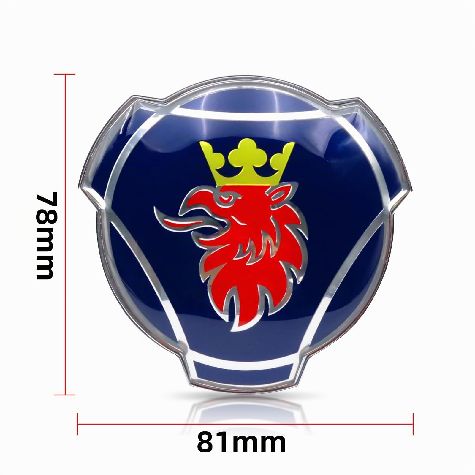 1 set di emblemi a grifone blu e rosso per griglia anteriore Scania, con striscia luminosa a LED da 24 V (illuminazione bianca)