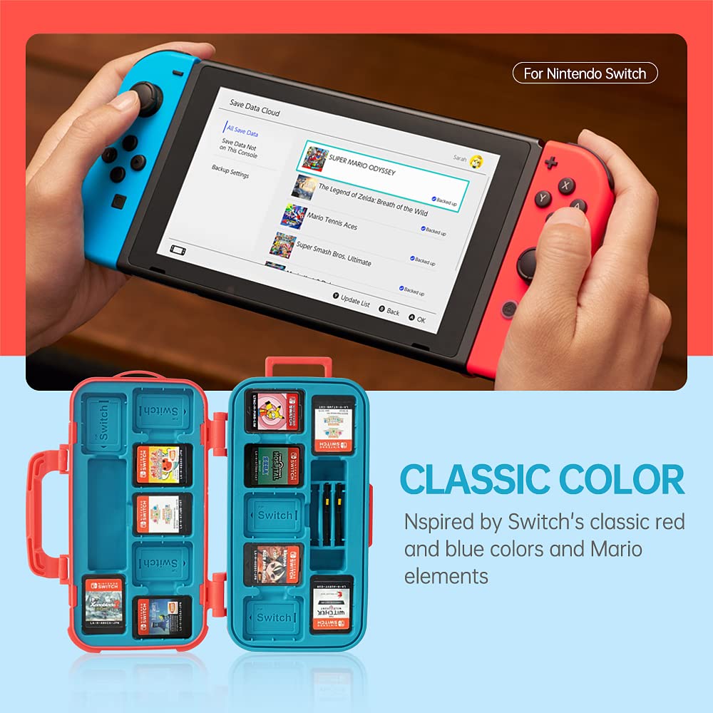 LYNCA Estuche para tarjetas de juego compatible con juegos de Nintendo Switch, soporte protector para cartuchos de juegos con 23 ranuras, caja de almacenamiento portátil para tarjetas de memoria D850S