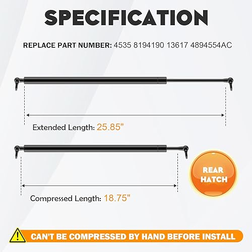 Miniatura 2 de Escotilla trasera elevador de puerta elevadora para amortiguadores para 2001-2007 Town & Country, 2001-2003 Voyager, 2001-2007 Dodge Grand Caravan