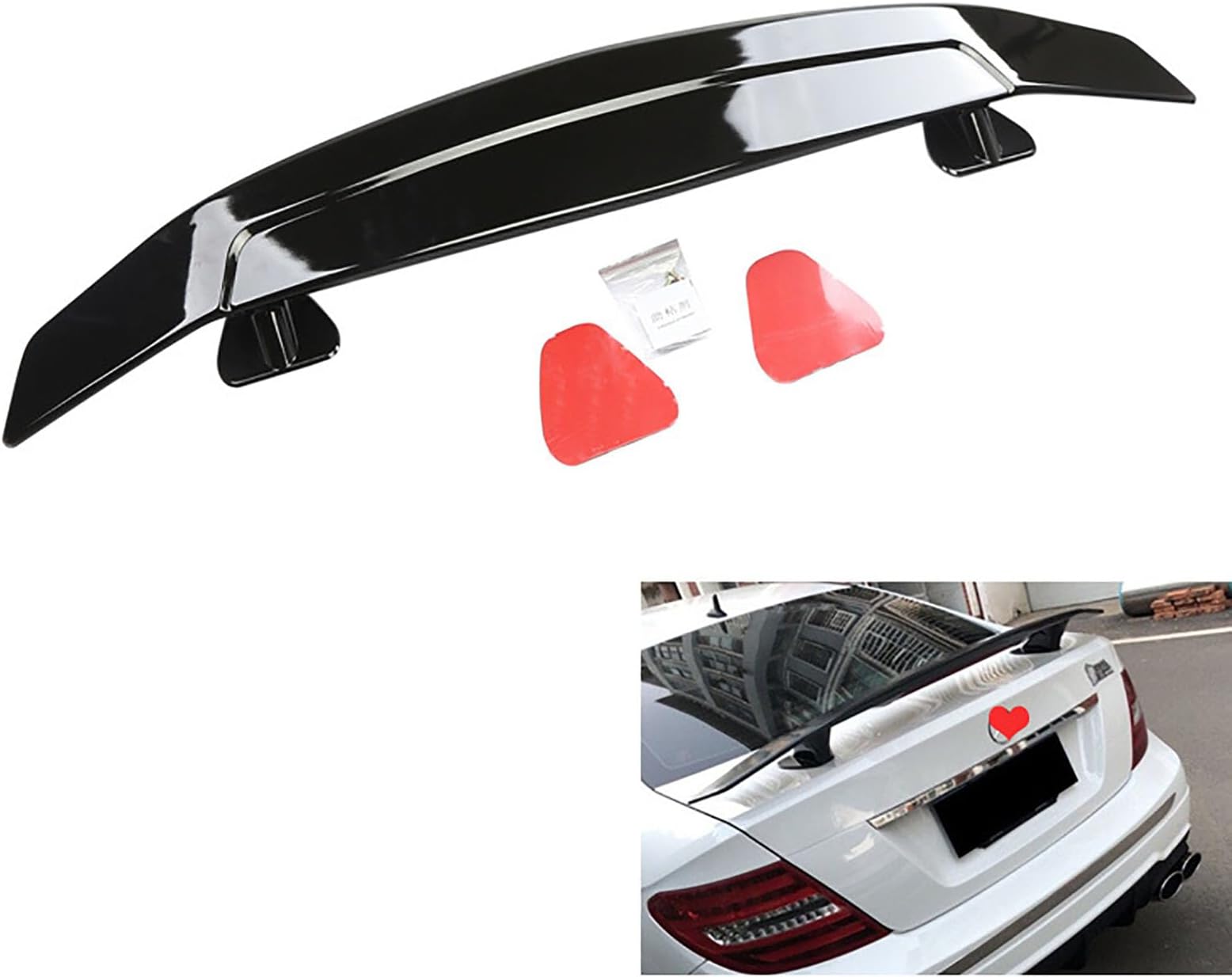 Compatible with Benz W213 E-Class E 260 2018-2024, Car Rear Trunk Spoiler Tail Wing Tuning Boot Lip Fixed Wind Deflector Modified Parts,A Gloss black