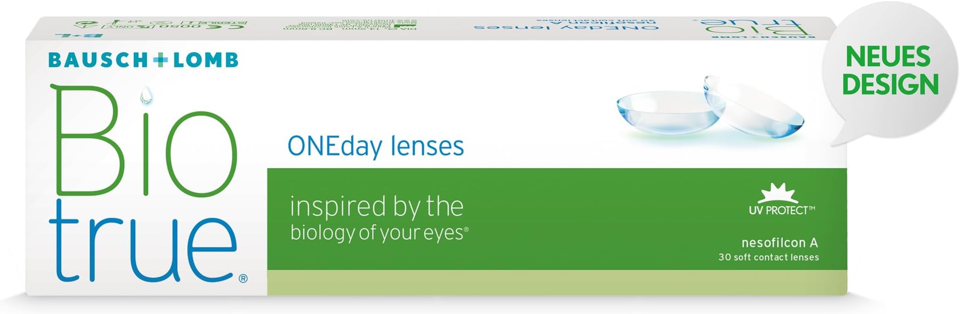 Bausch & Lomb 1-Day BioTrue Pack of 30 Contact Lens, -1 Diopters, 14.2 mm