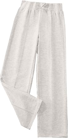 COZYEASE Girls Wide Leg Sweatpants High Elastic Waist Pants Drawstring Casual Straight Leg Jogger Swearpants with Pocket