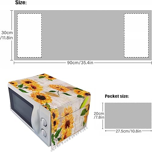 Miniatura 4 de Funda para horno de microondas, a prueba de polvo, aceite, protector de máquina de lino, cubierta decorativa para electrodomésticos de cocina con