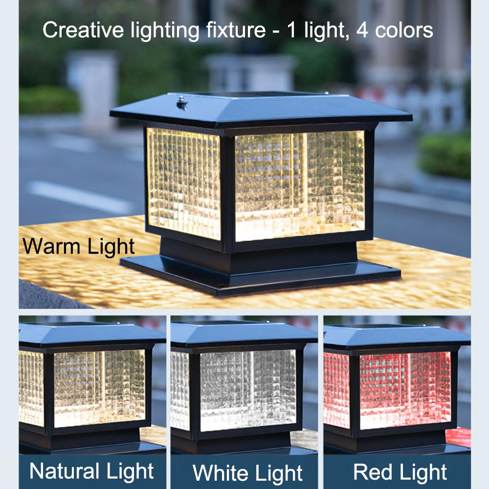 Minimalistyczna lampa stojąca, nowoczesna latarnia z czarnego aluminium ze szkłem, wodoodporna kolumna świetlna IP54, do willi, podwórka, bramy i krajobrazu - oświetlenie zmierzchu