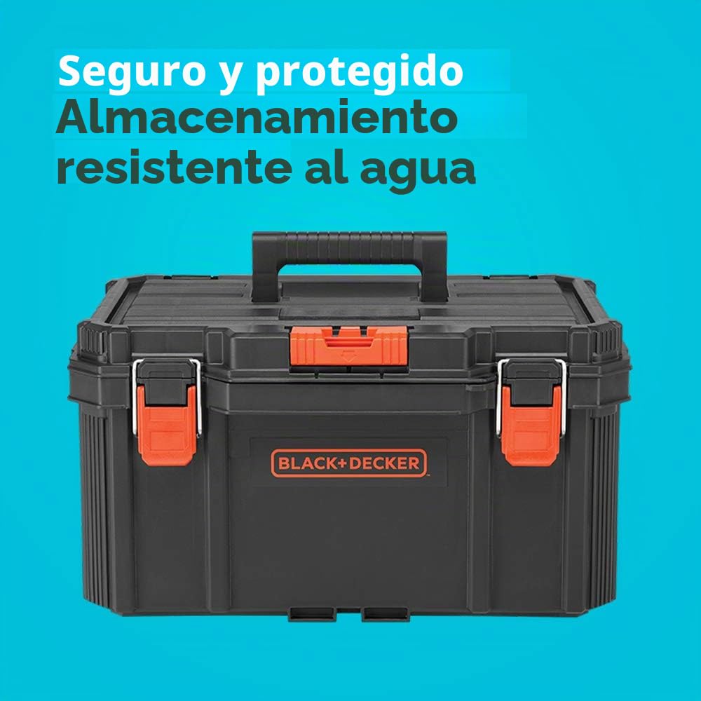 beyond Sistema de almacenamiento apilable BLACK+DECKER BLACK+DECKER BDST60500APB - Juego de 3 piezas (caja de herramientas pequeña, profunda y bolsa rodante)