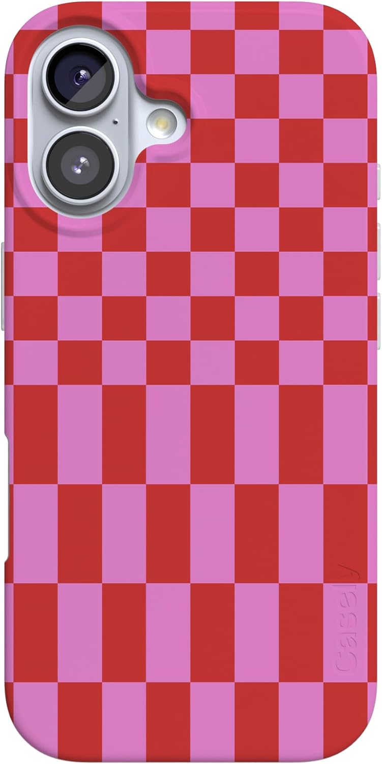 Casely iPhone 17 Case | Vibe Check | Pink Checkerboard | Compatible with MagSafe | Classic Ultra Slim Design