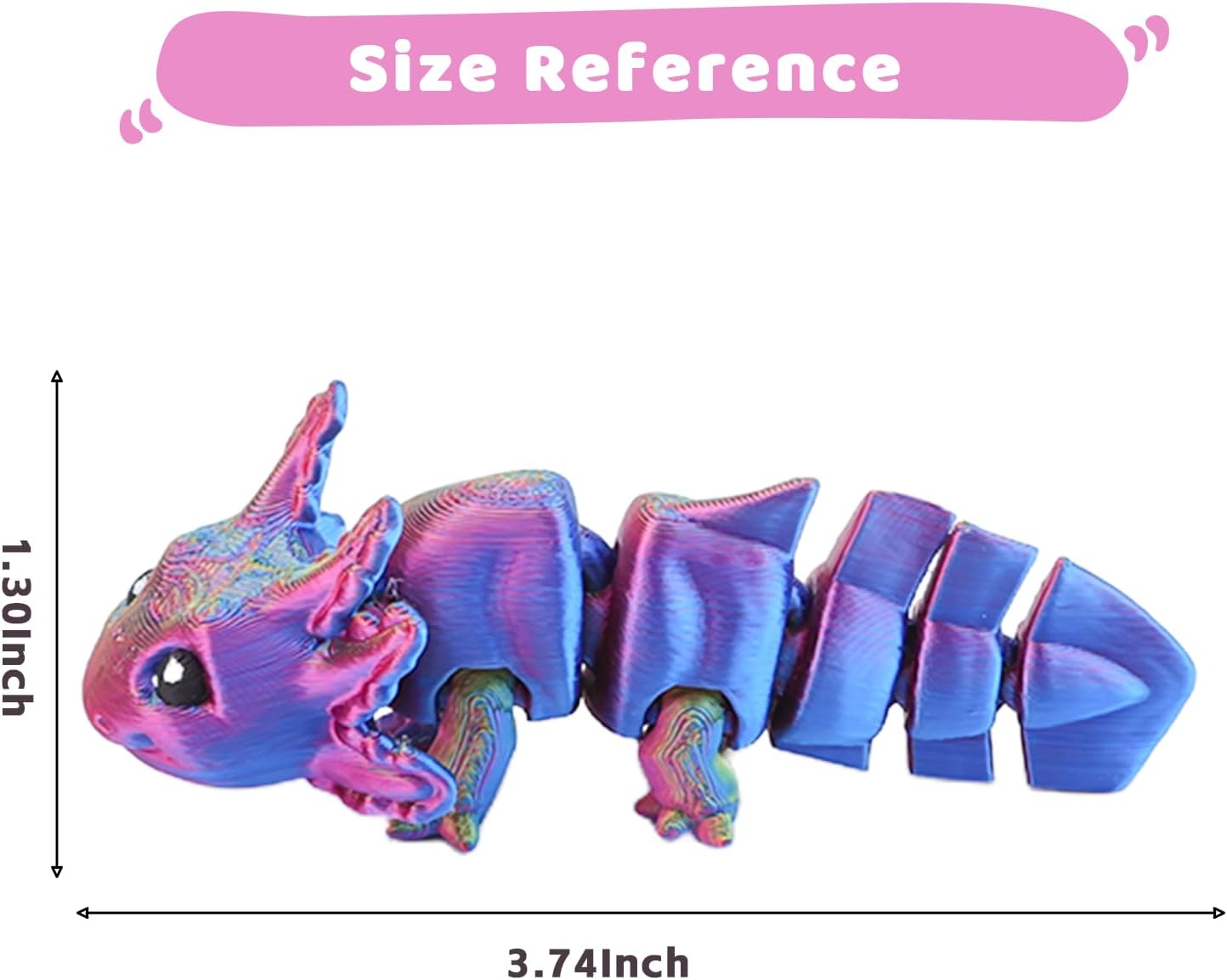 3D Printed Axolotl Fidget,2 PSC Animals with Flexible Joints,Birthday Gift Desktop Toys Home Decoration,Stress Relief Fidget Toys for Kids Adults Home Office Decoration Desktop (Red and gold gradient)