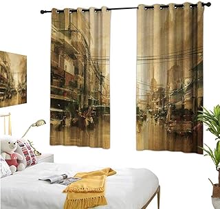 Mozenou - Cortinas de baño, estilo acírico, estilo clásico, vista a la ciudad vieja de la calle, paisaje histórico, paisaj...