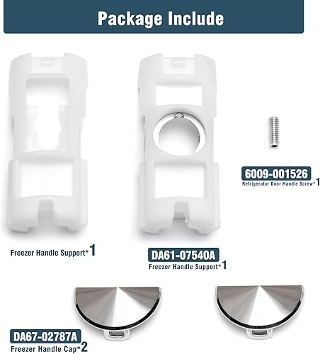 Miniatura 6 de DA61-07540A DA61-08247A Kit de soporte de cubiertas de manija de puerta de repuesto para refrigerador compatible con Samsung 3298044 AP5578979