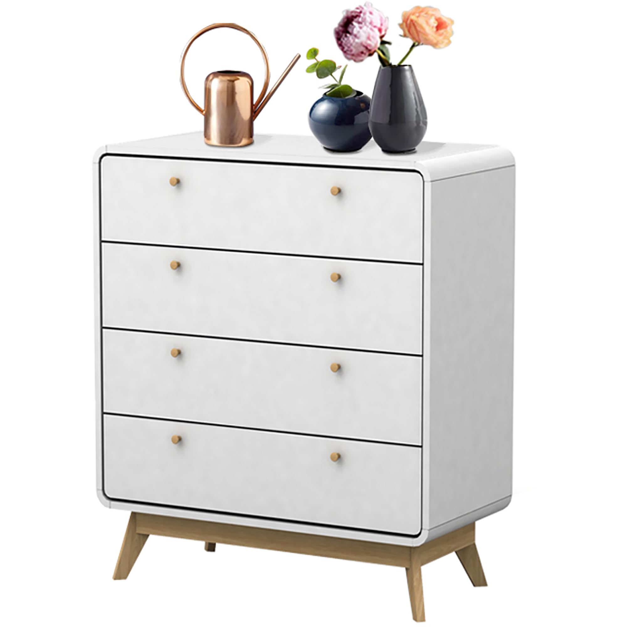 DHP Furniture Cassie Dresser with 4 Drawers White, 39x80x88cm (DxWxH)