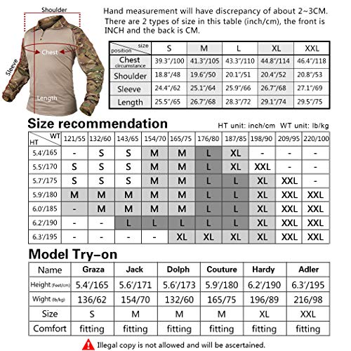 Idogear Men G3 Combat Shirt With Elbow Pads Rapid Assault Long Sleeve Shirt Tactical Military Airsoft Clothing (Multi-Camo, Medium) #TOP5