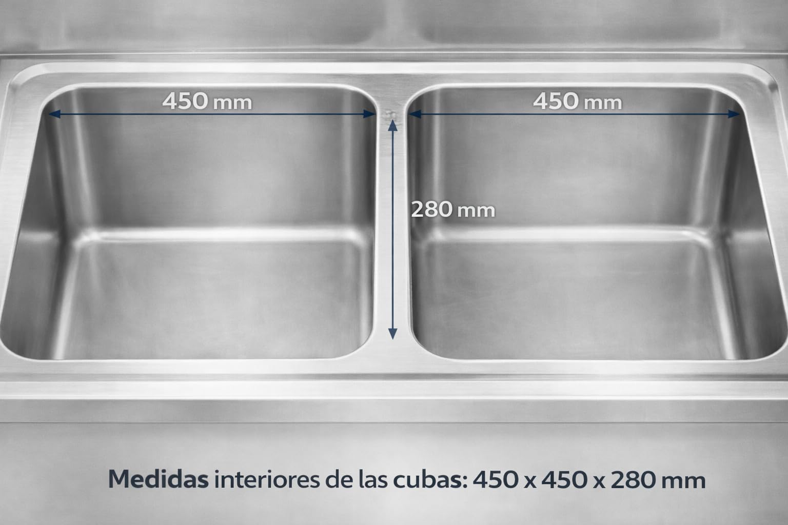 Fregadero Industrial 2 Senos de Acero Inoxidable 120x60 cm con Bastidor y Balda Inferior – Fregadero Profesional Hostelería con Patas Regulables, Doble Seno 45x45x28 cm para Cocina Industrial