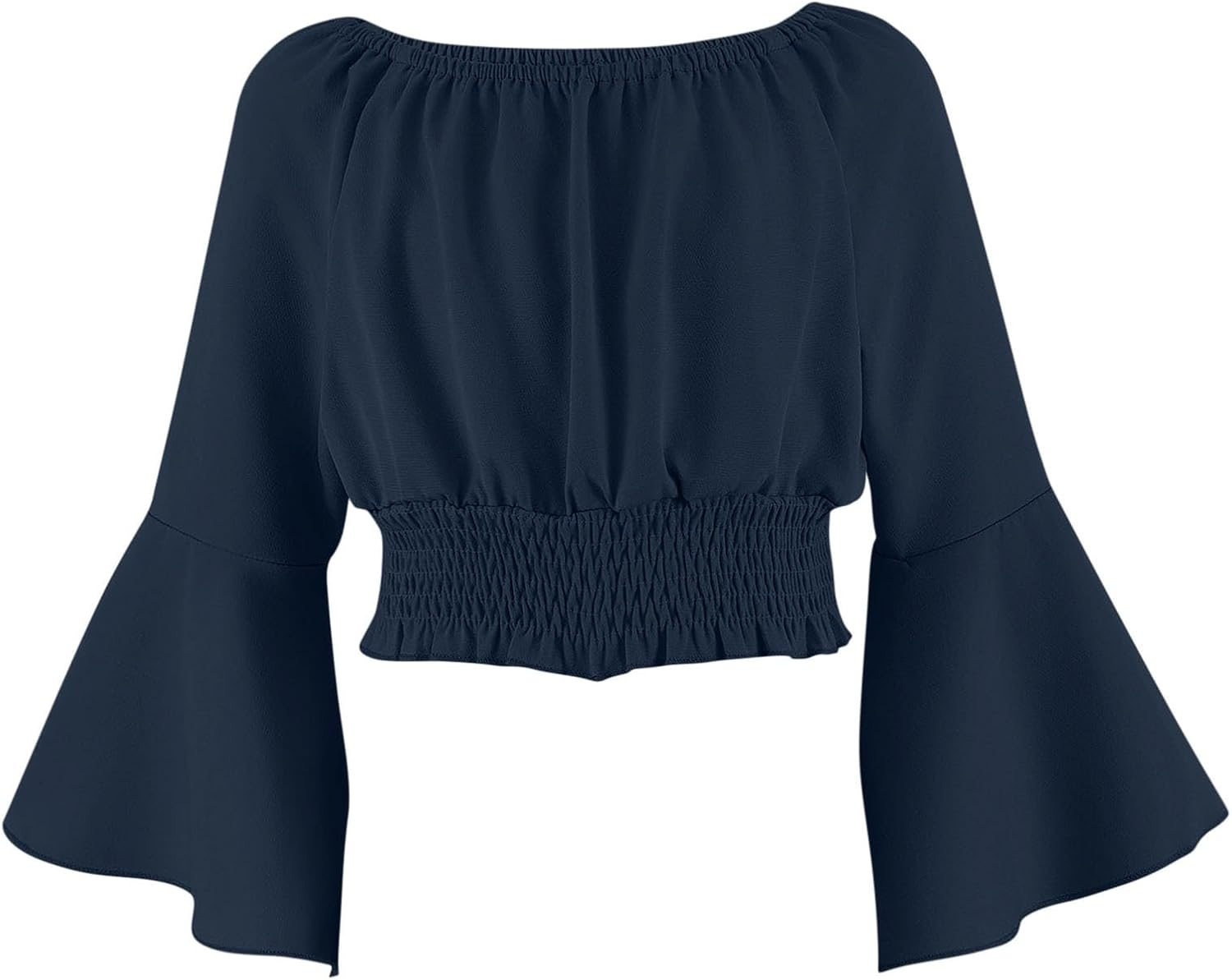 Girls Renaissance Peasant Blouse Off Shoulder Trumpet Sleeve Tops Summer Trendy Solid Shirts Boho Tunic Shirts