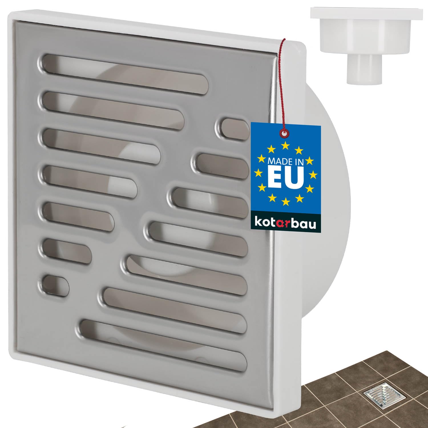 Kotarbau White Kotarbau® Floor Drain 50Mm Drain Grid Stainless Steel Square Shower Drain Shower Drain Floor Gutter 150X150mm