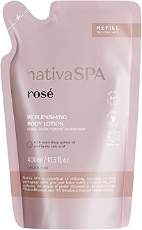 Nativa SPA by O Boticário, Rose Moisturizing Body Lotion Refill Pack, Fragranced Moisturizer Enriched with Purified Quinoa Drops to Boost Hydration, 13.5 Ounce