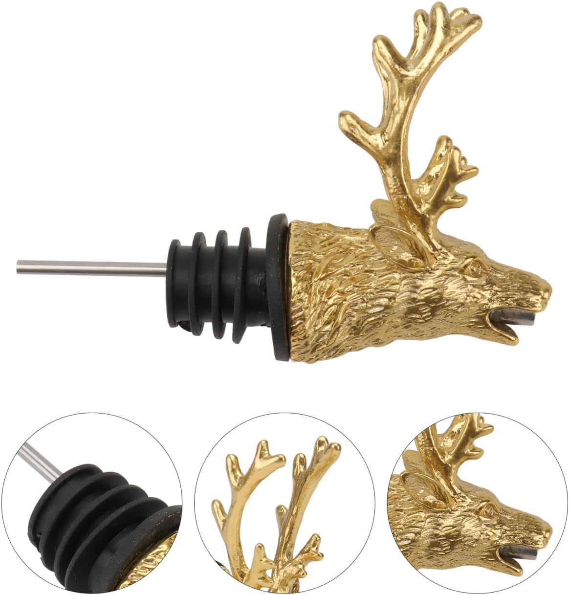 ABOOFAN Deer Head Wine Pourer with Aerator Reusable Bottle Spout Wine Gifts for Lovers Creative Liquor Dispenser for Home Bar Use