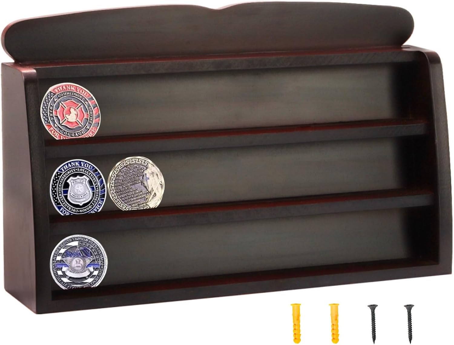 Amazon.com: Dicunoy Wooden Military Challenge Coin Display Case, 4 Rows ...