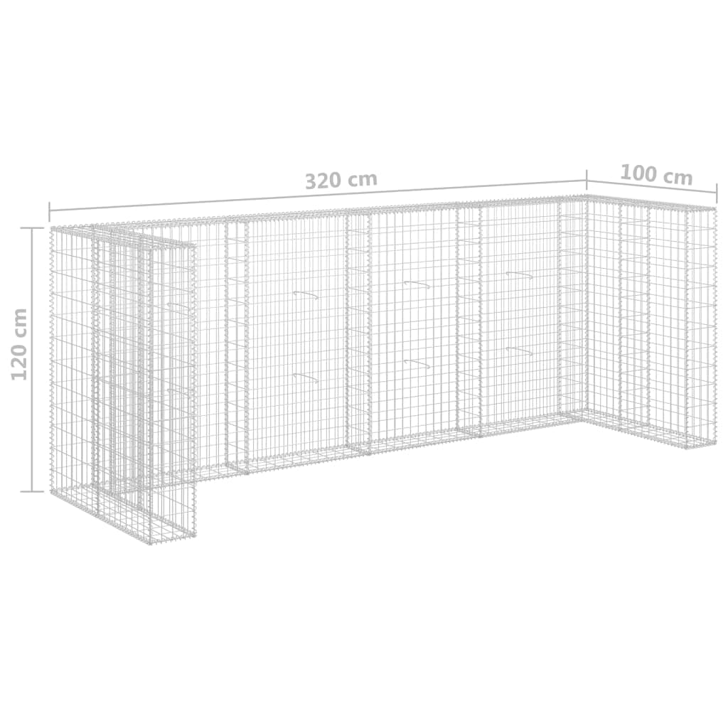 Muro de Gaviones, Acero Galvanizado, Resistente a la Intemperie, Fácil Montaje, 320x100x120 Cm, Muro de Gaviones para Papeleras