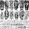 66 Sheets Black Eagle Dragon Halloween Temporary Tattoos For Men Women Thigh, Scary Tiger Lion Devil Skull Fake Tattoos For Adults, 3D Wolf Large Half Arm Sleeve Realistic Tattoo Forearm Vampire Demon