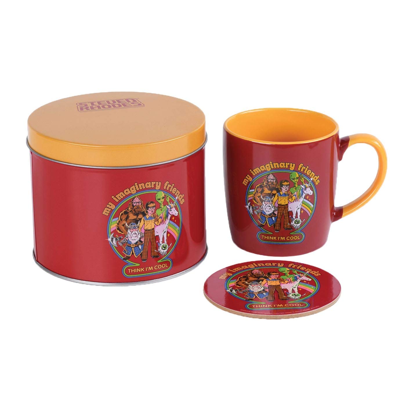 Steven Rhodes My Imaginary Friends Mug and Coaster Gift Set - Unique, Quirky Design, Highly Collectible, Ideal for Gift Giving - Officially Licensed Merchandise
