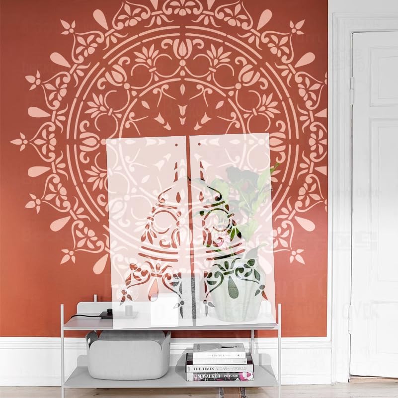 Pochoir mandala 190 cm réutilisable pour personnaliser meubles et grands murs