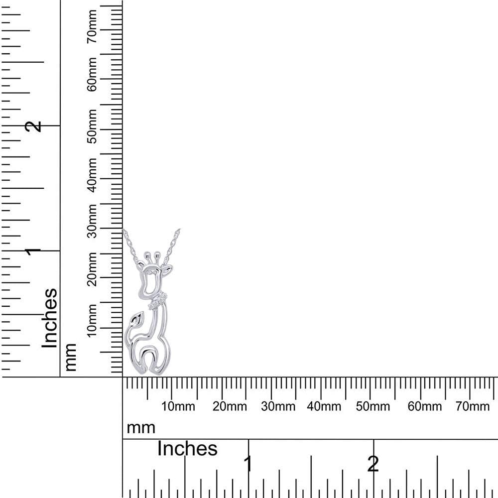 AFFY Round Cut White Natural Diamond Giraffe Pendant Necklace in 14K Gold Over Sterling Silver (0.02 Ct)