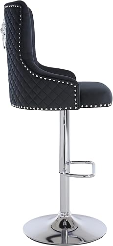 Miniatura 6 de Juego de 2 taburetes de bar de terciopelo, modernos taburetes giratorios ajustables en altura de mostrador con respaldo alto copetudo, base cromada,