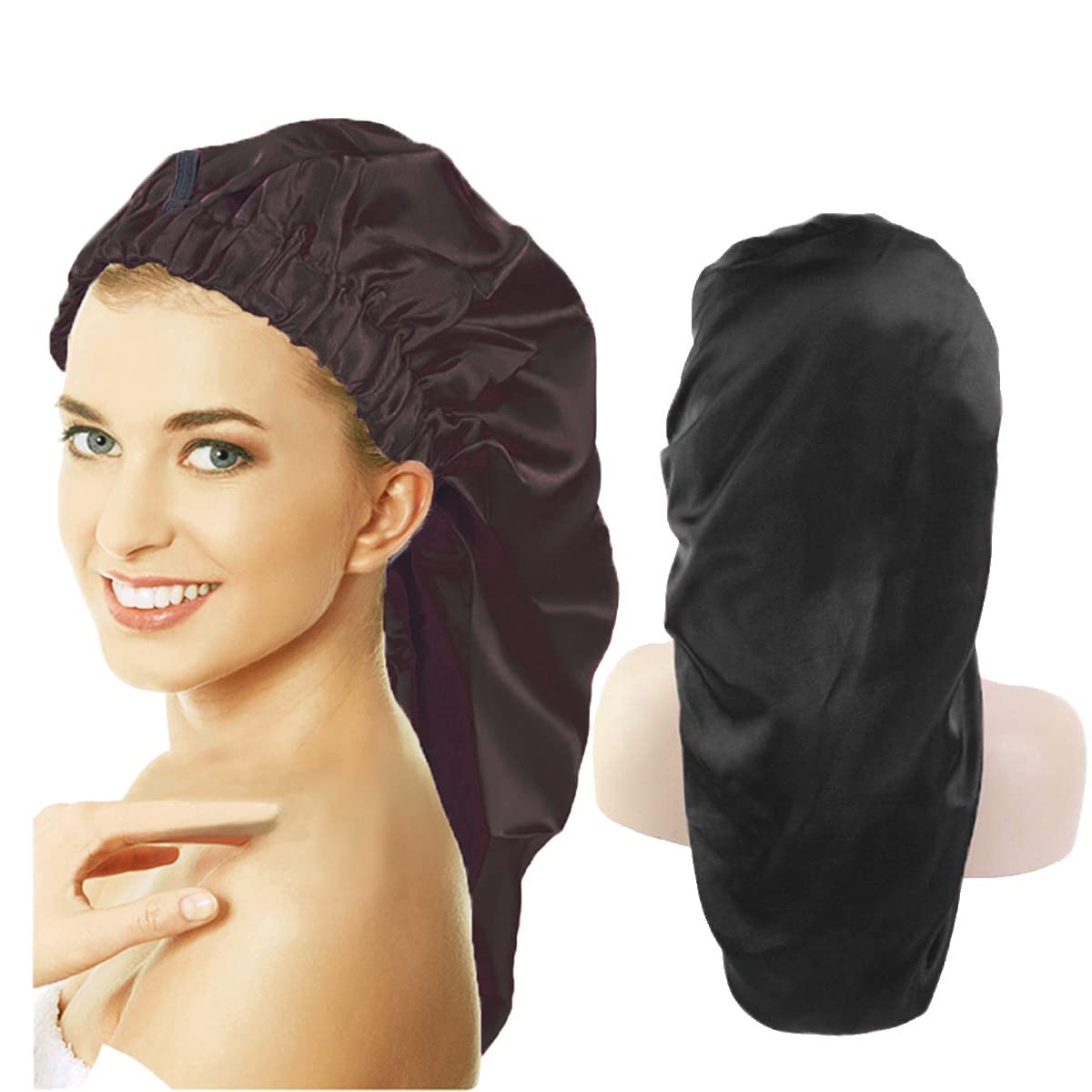Nodcows Lange Satin Schlafmütze – Seidenhaube Zum Schlafen, Haarschutz Für Lange Haare