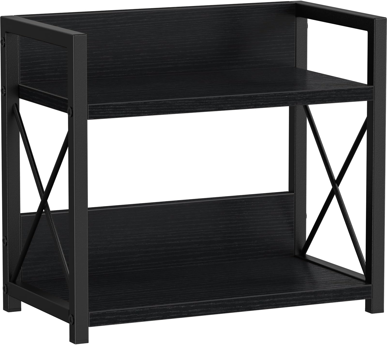 Giikin Kitchen Counter Shelf, 2 Tier Kitchen Spice Rack Organizer for Countertop, Wood Coffee Bar Organizer for Home (Black, S)