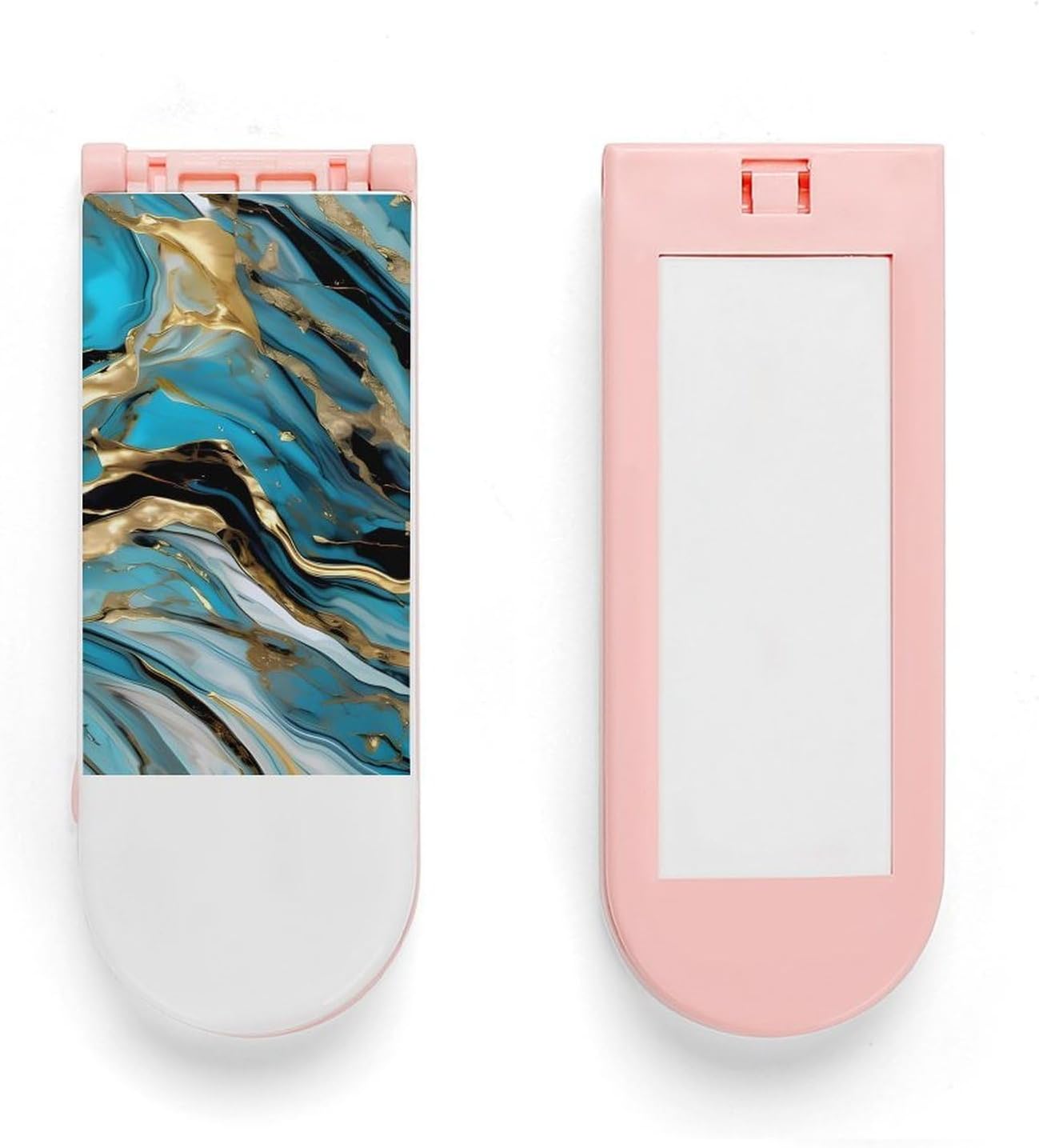 Portable Phone Holder with Selfie Light Turquoise Blue Gold Marble Rechargeable Fill Light 3 Light Modes for Touch-up Selfie Vlog