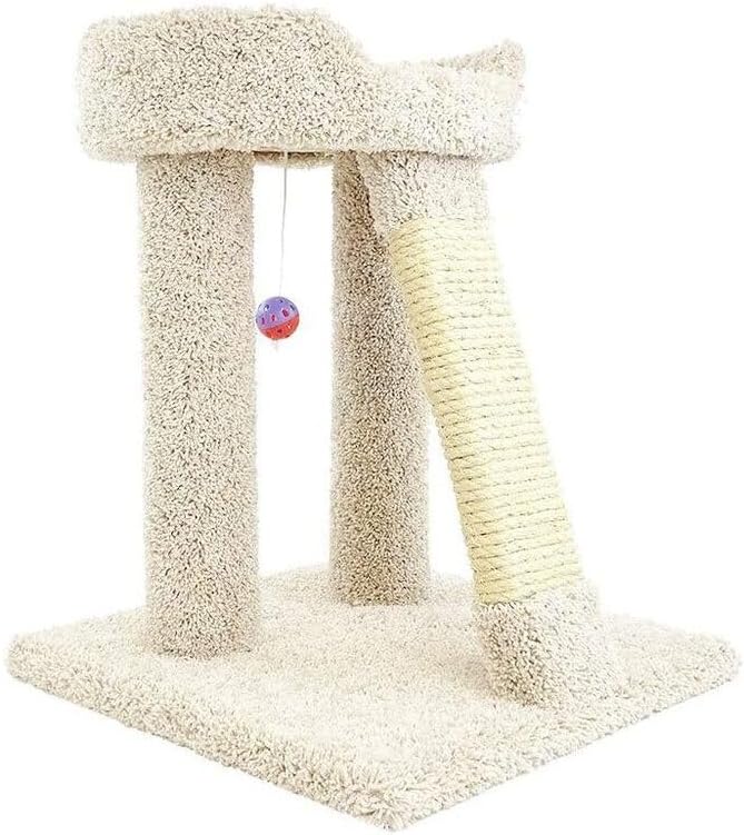 Cat Scratch Post with Bed - Elevated Cat Tree & Plush Perch
