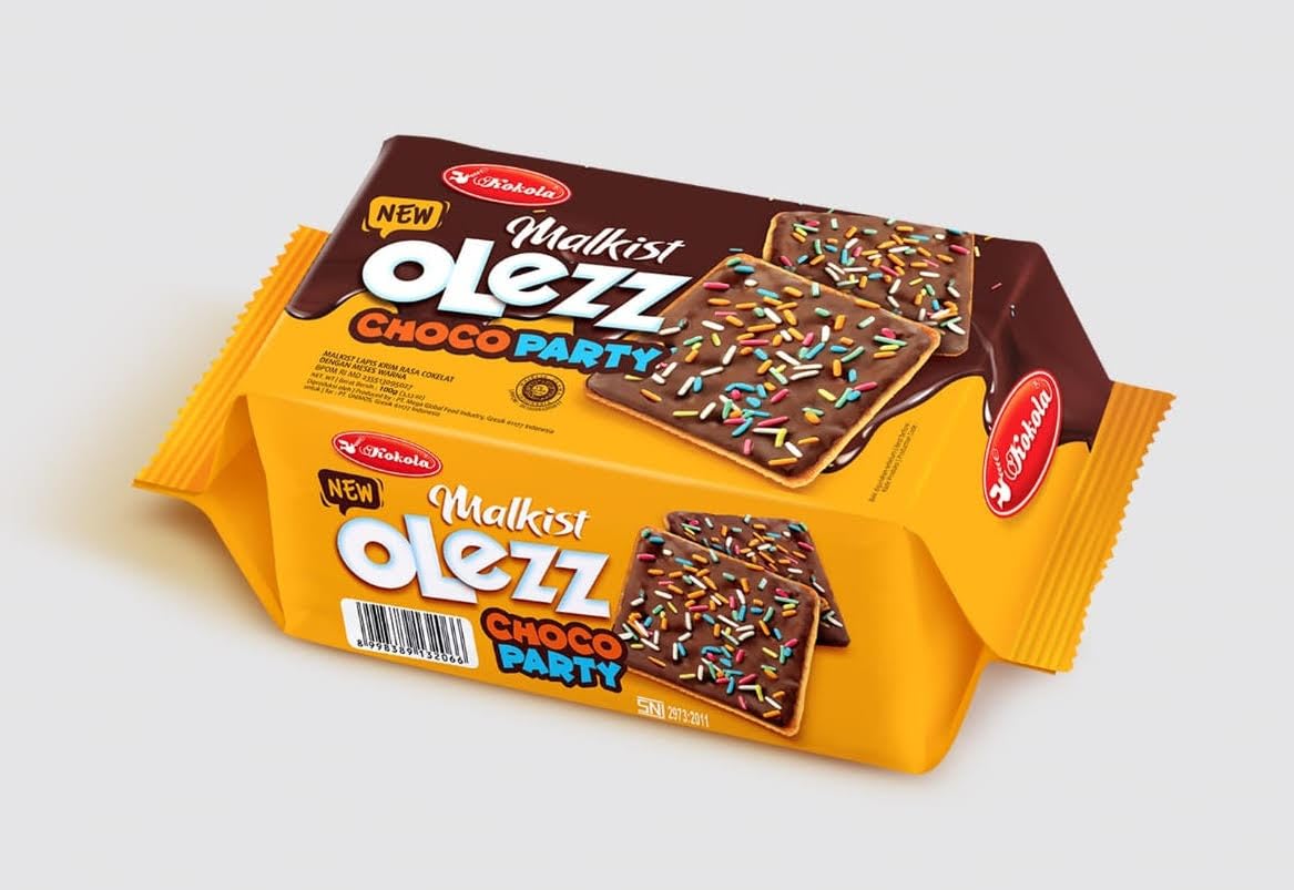Kokola Olezz Crackers – Crispy Chocolate Cream Biscuits with Crunchy Sprinkles I Imported I Pack of 30-100g Each