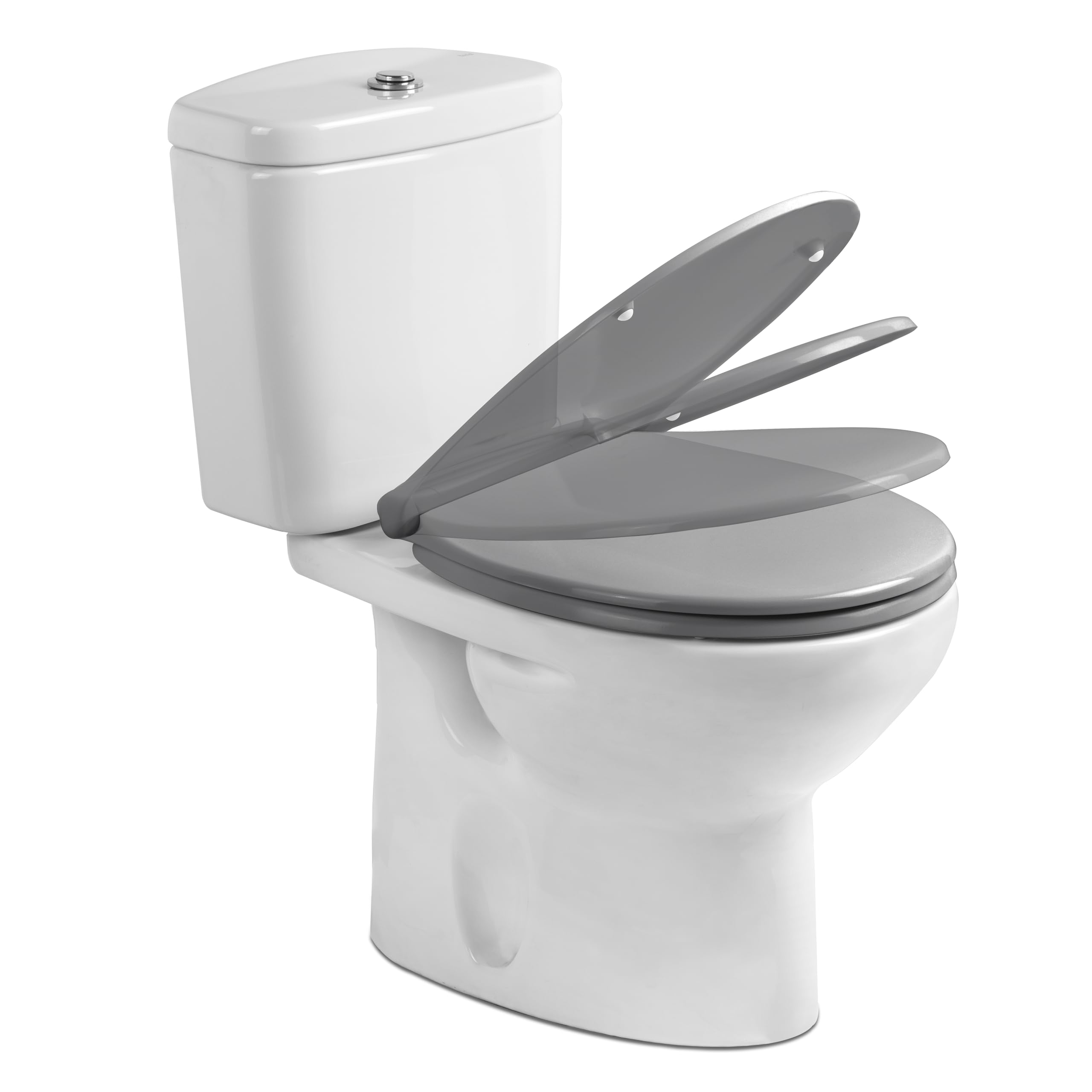 TATAY Cuvette Toilette Universelle en Duroplast, pour WC Ovales, Gris Clair