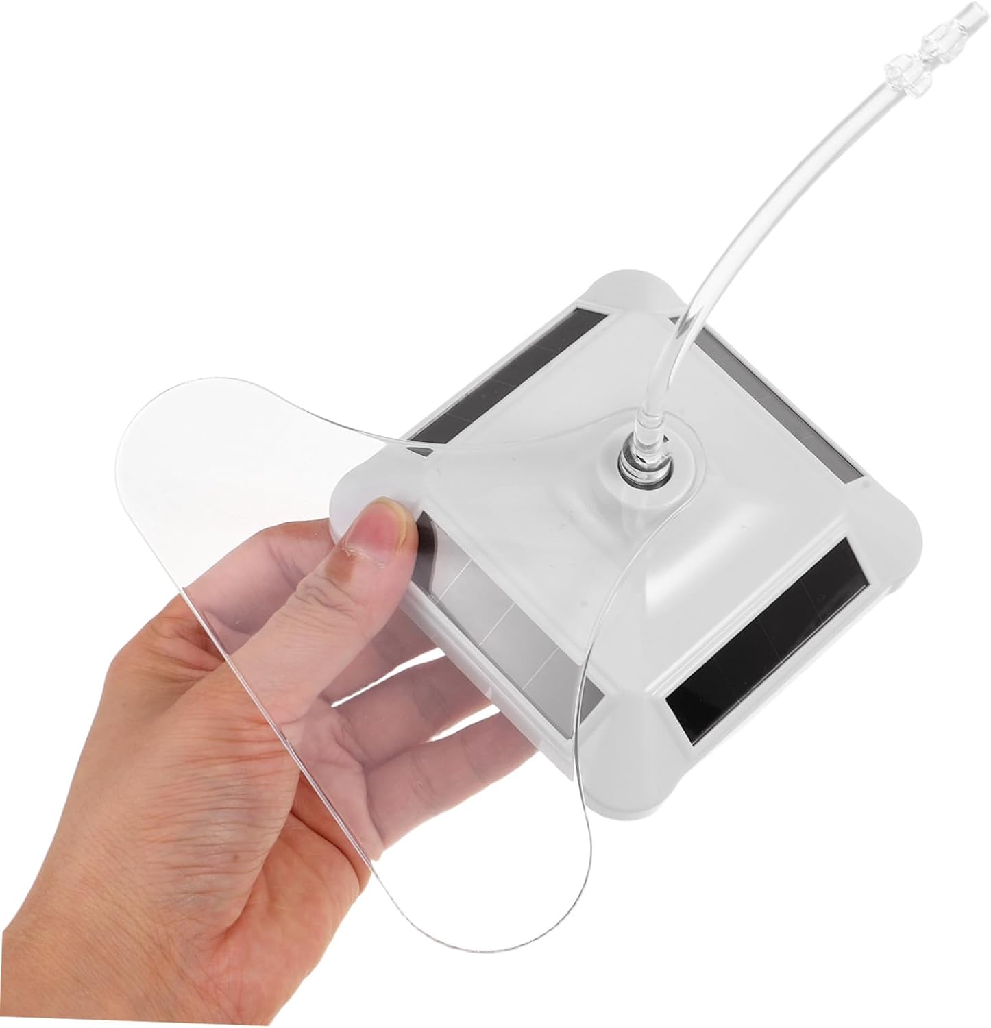 Solar Powered Jewelry Spinner Stand with Motorized Revolving Function, White Plastic Countertop Rotating Display Stand for Watches and Glasses, for Storefront and Exhibition Use