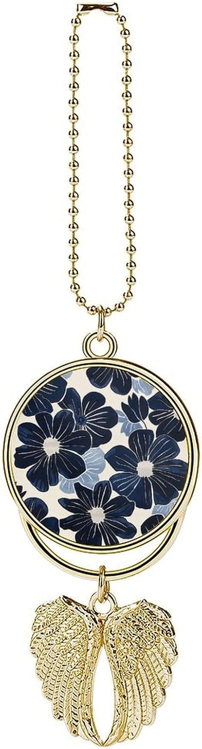 Hanging Car Charm for Rear, View Car Decor, Navy Blue Flowers