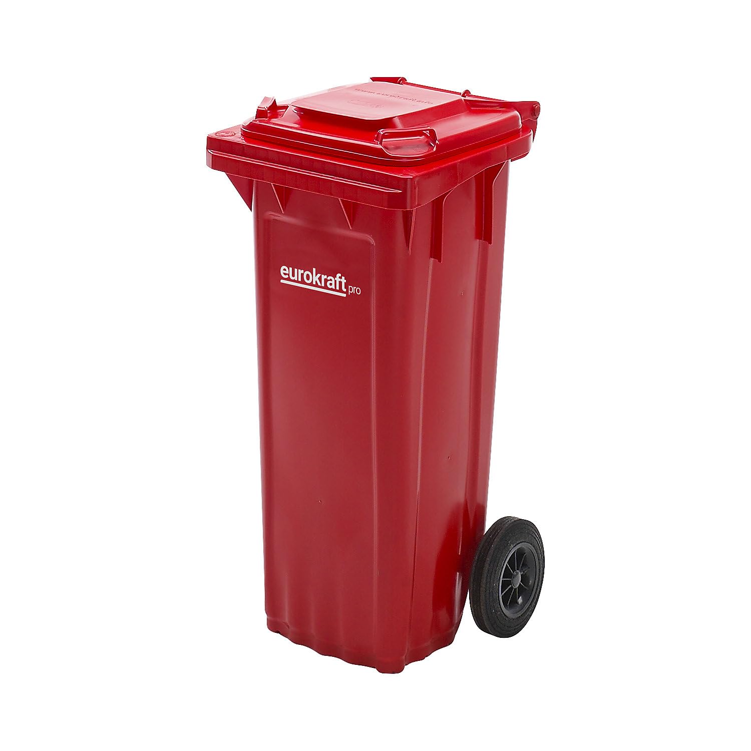 eurokraft | Poubelle en plastique conforme DIN EN 840 | capacité 120 l | l x h x p 505 x 1005 x 555 mm | rouge