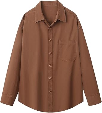 MAFSMJP Mens Long Sleeve Button Up Dress Shirt Shacket Collared Button Down Work Shirts Casual Spring Lightweight Jacket