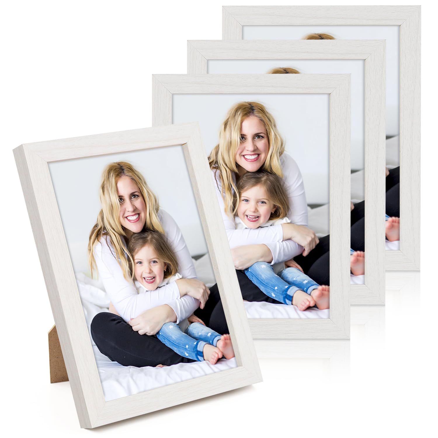 Wenya White 5X7 Photo Frames, 4 Pack 7X5 Picture Frames Tabletop Horizontal Vertical Picture Frames For Family Pictures 4X6 With Mat Or 5X7 Without Mat