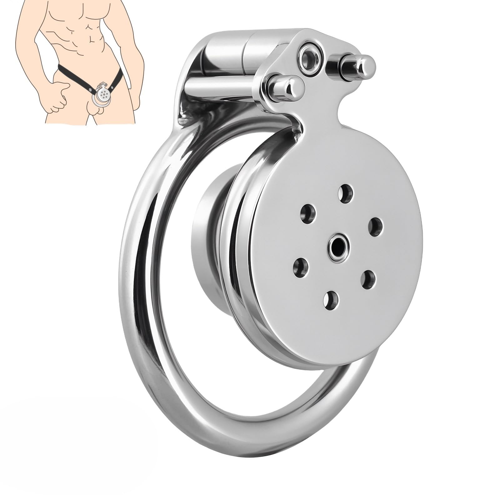 Flat Chastity Cage, 4IN1 Men Chastity Device Cock Cage BDSM Sex Toy, 2.36in (60mm/2.36in)