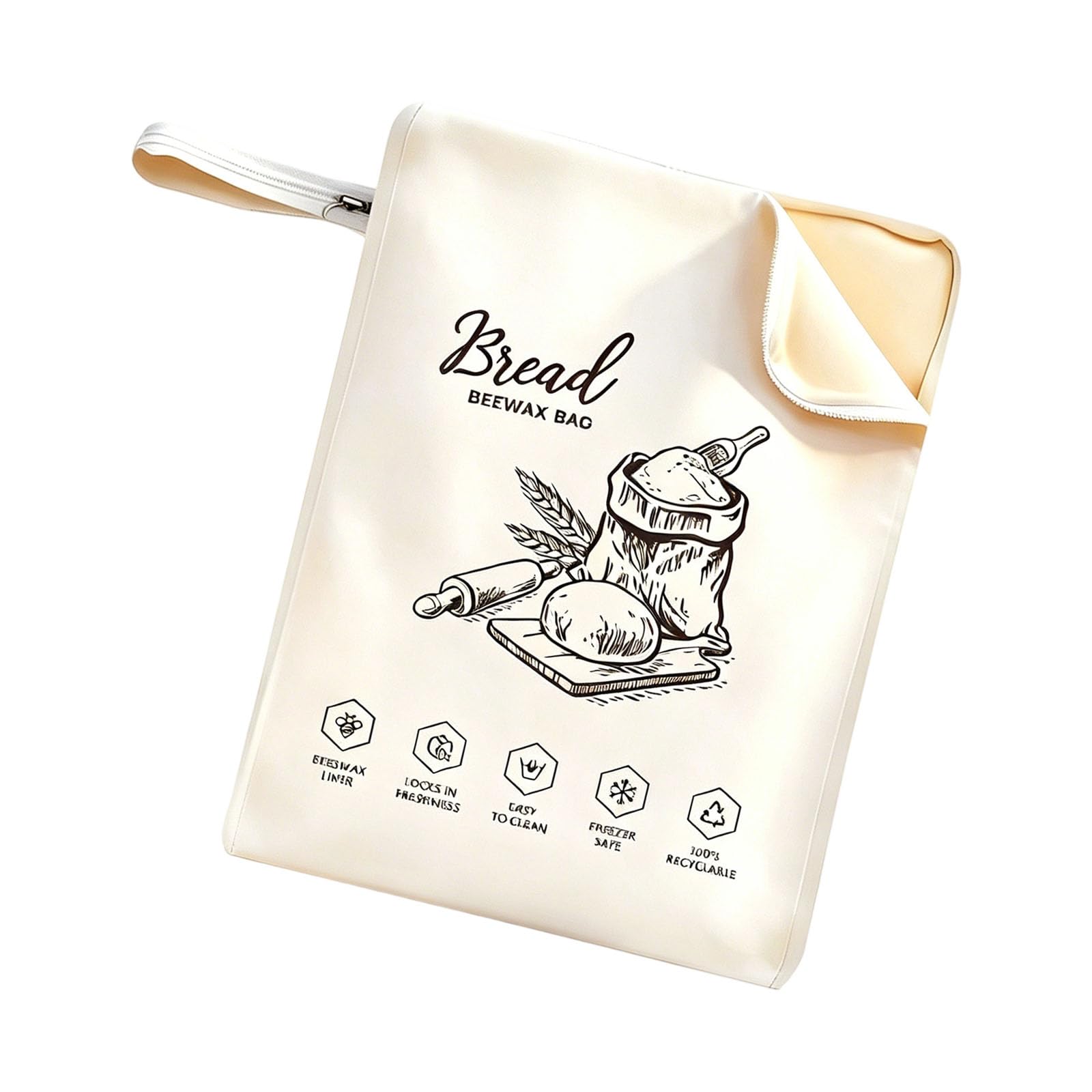 PANGBOER Bees Wax Bag for Sourdough Bread Zippered Styles Washable Storage Food Organiser for Snacks and Produce Leak Proof Treat Storage Bags