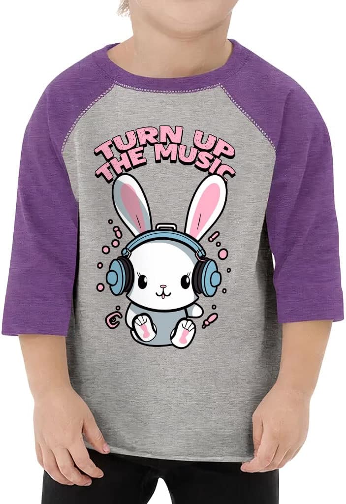 Turn Up The Music Toddler Baseball T-Shirt - Unique 3/4 Sleeve T-Shirt - Art Kids' Baseball Tee