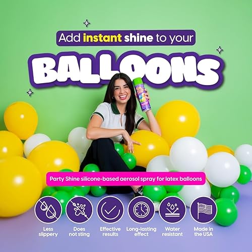 Miniatura 2 de Party Shine - Spray de brillo para globos, spray de silicona para globos de látex, brillo de globos, impermeable, sin fragancia y fórmula menos