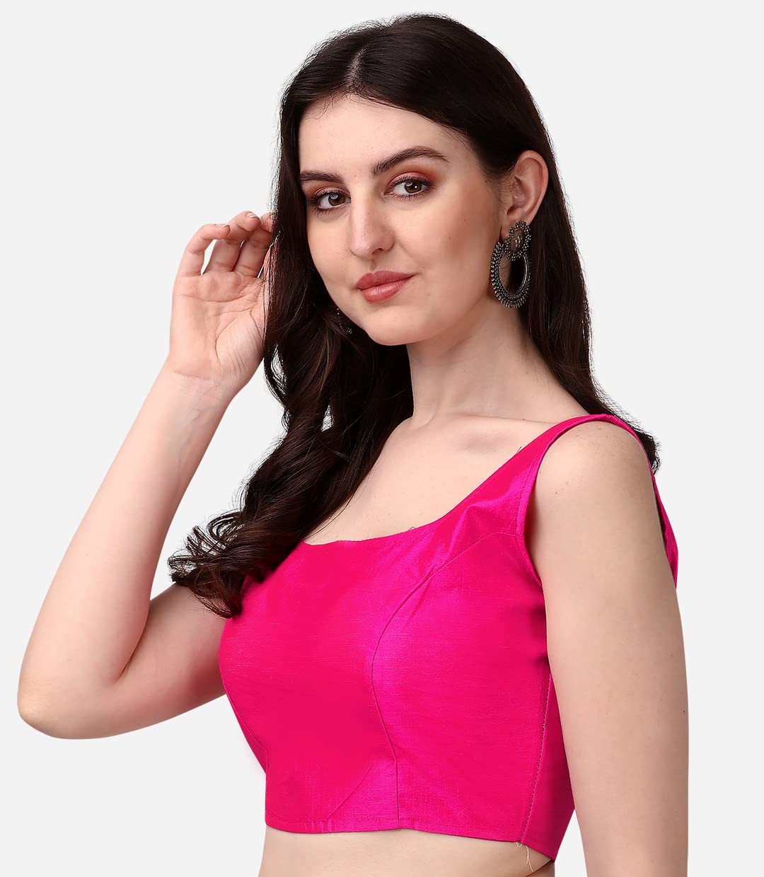 Vihu Fashion Plain Sleeveless Pattern Readymade Blouse U Neck Choli