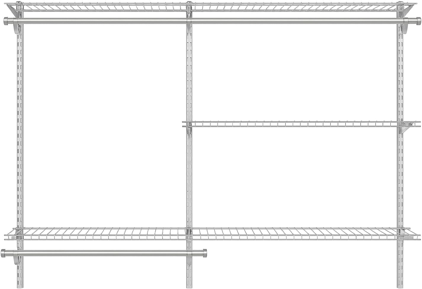 Rubbermaid Configurations Custom Closet Kit, 3-6 Ft. Adjustable Metal Wire Shelving, Titanium Finish, Expandable Organization System, Hardware Included, for Home Closet/Pantry/Laundry/Mudroom