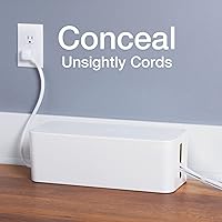 Vista 3 de Oxford Cable Management Boxes, 3 Pack, Small, Medium, Large, 15 Cable Ties (Hook & Loop, Silicone,Twist Ties), Power Strip Organizer, White (27800)