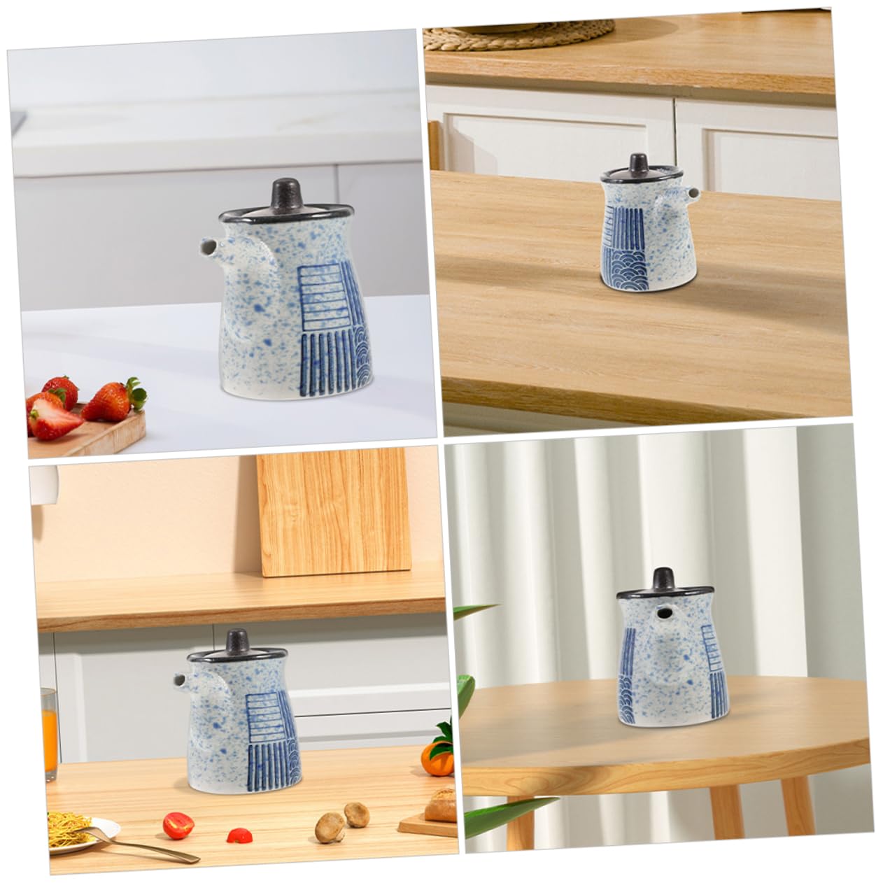 Bottiglia di aceto di olio, 2 pezzi Bottiglia di condimento giapponese I Am Salsa di salice Barattolo di aceto giapponese Dispenser di aceto Bottiglie di salsa di soia in ceramica Pentola di aceto Pen
