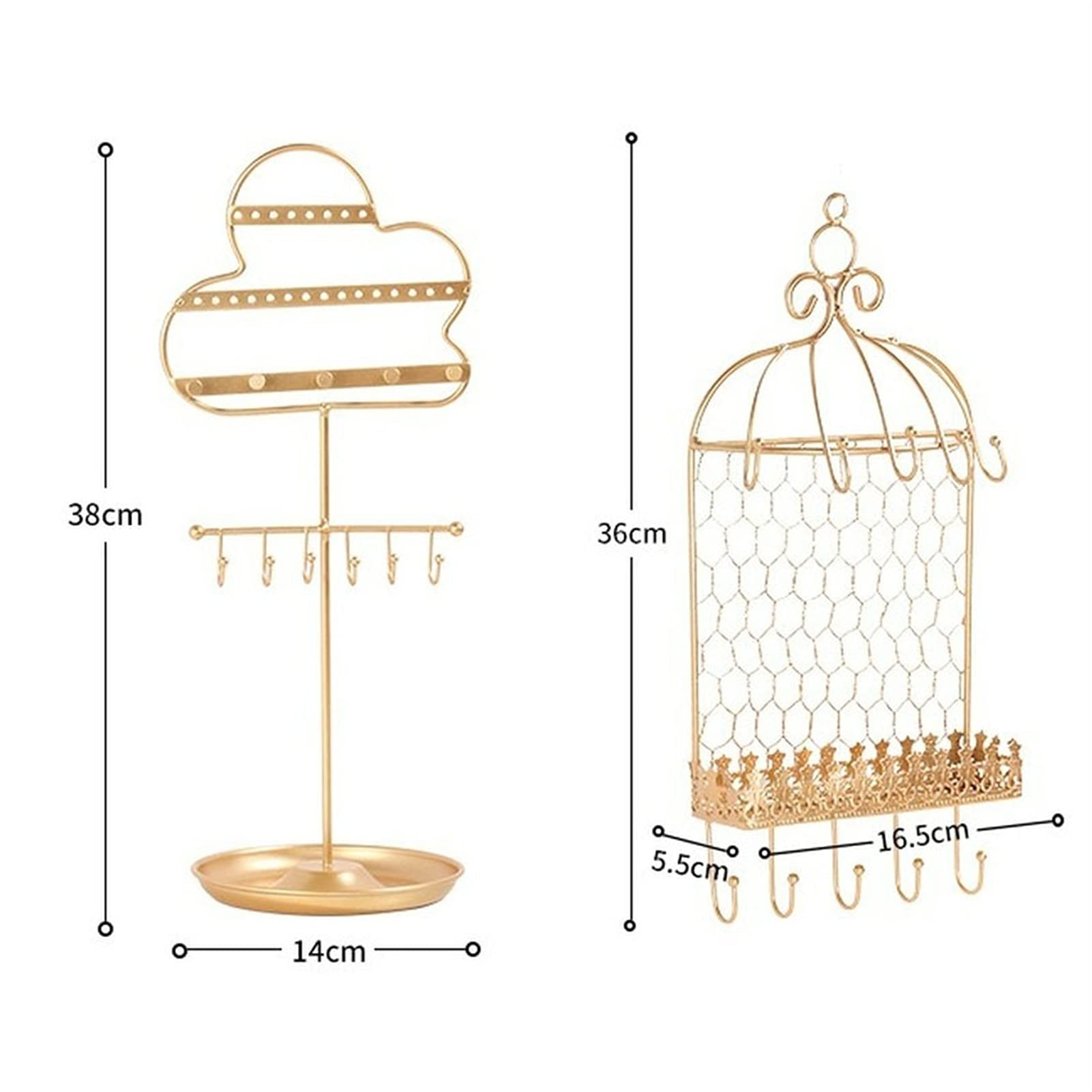 Organizador de joyas creativo para colgar en forma de torre, de hierro forjado dorado, de lujo, para habitación de niña, para escritorio, para colgar pendientes, soporte de exhibición, cajas de j