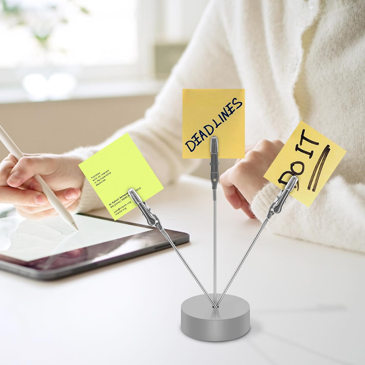 デスクトップフォトツリーホルダークリップラウンドベース6個パック 3ブランチギフトカードホルダー クリップ付き メモと画像ディスプレ